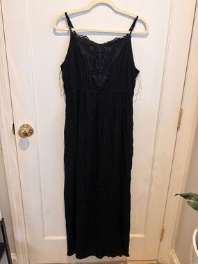 Women's Black Lace-Trim Maxi Dress
